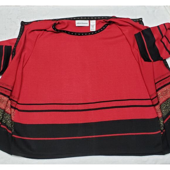 Vintage Alfred Dunner Red Metallic Two-in-One Sweater Top L USA Geometric Print - Picture 7 of 12